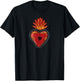 Flaming Sacred Heart Mexican Folk Art Corazon T-Shirt - T-Shirt | Black
