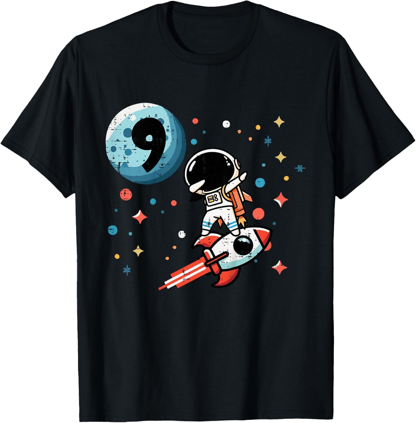 Kids 9th Birthday Astronaut Dab Rocket 9 Year Old Bday Boys Kids T-Shirt - T-Shirt | Black