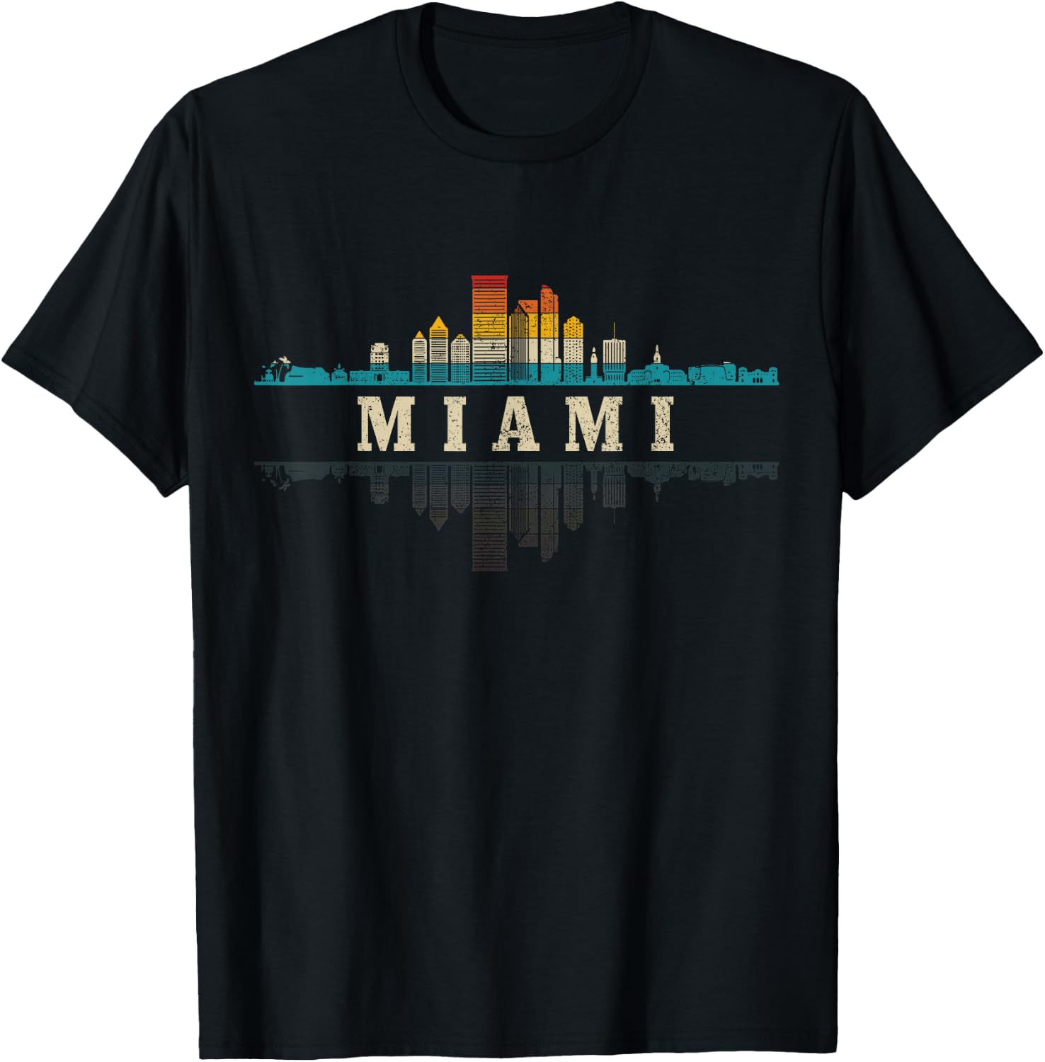 Miami Skyline Florida FL Vintage Pride T-Shirt - T-Shirt | Black