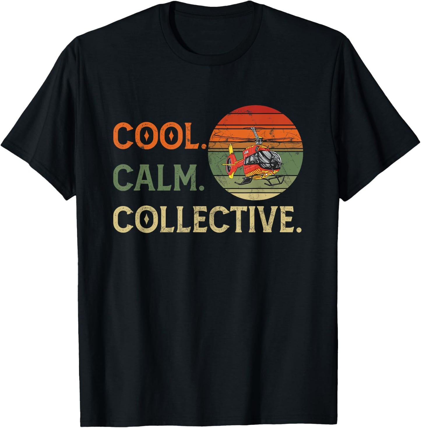 Cool Calm Collective for Helicopter Pilots Vintage Sunset T-Shirt - T-Shirt | Black