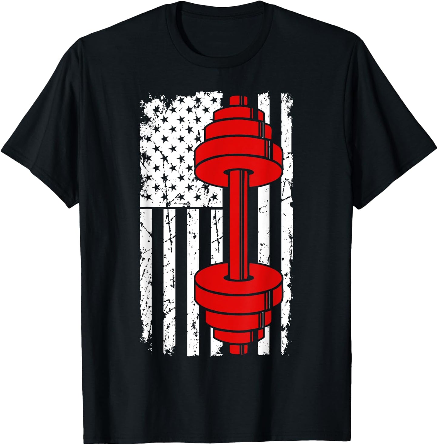 Weight Lifting US Flag America Cool Fitness Lover Gift T-Shirt - T-Shirt | Black
