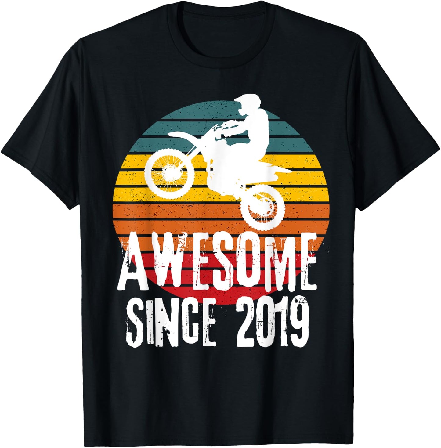 Awesome Since 2019 Retro Motorcycle Dirt bike Boy's Birthday T-Shirt - T-Shirt | Black