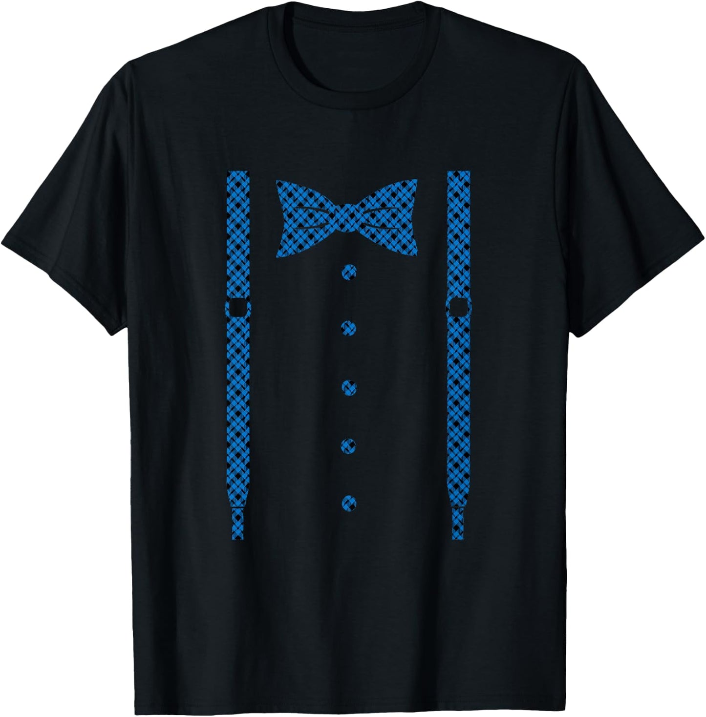 Kid Suspender Toddler Bow Tie With Suspenders Blue T-Shirt - T-Shirt | Black