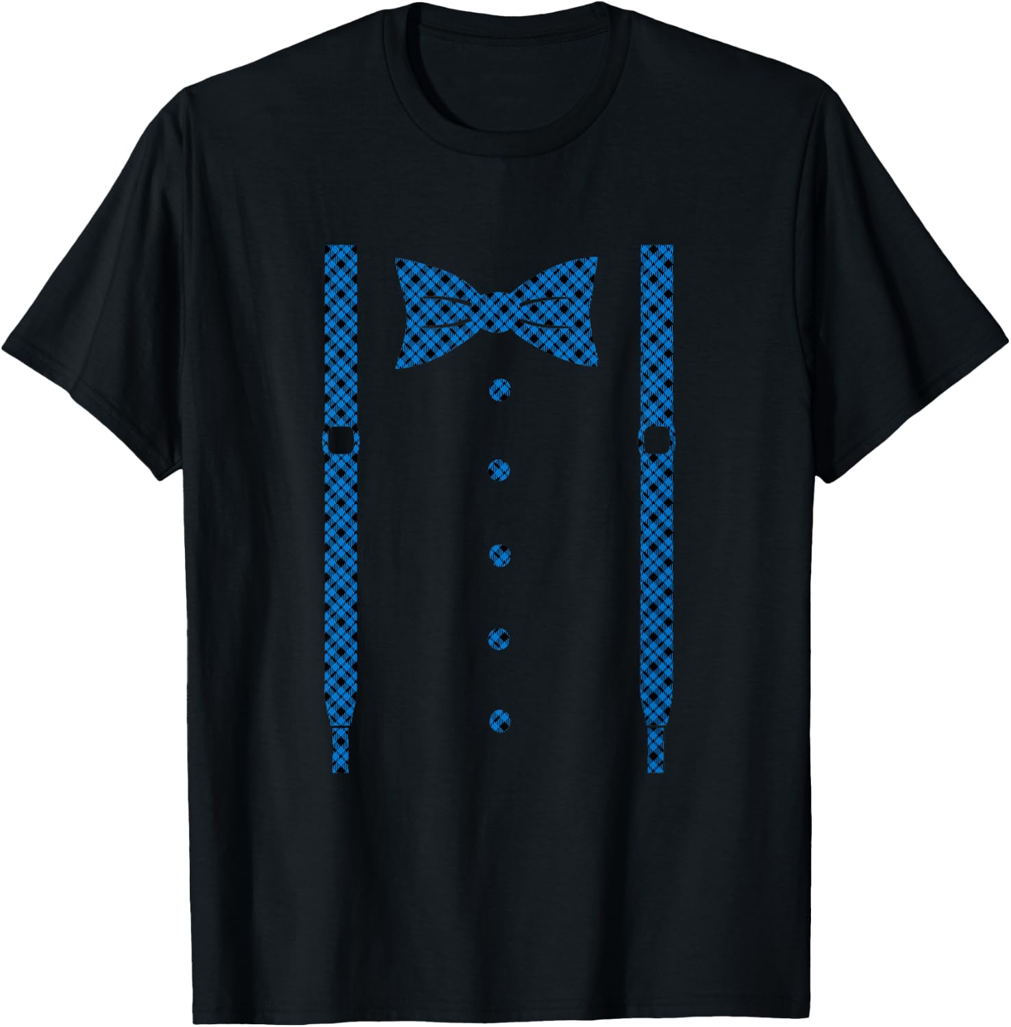Kid Suspender Toddler Bow Tie With Suspenders Blue T-Shirt - T-Shirt | Black