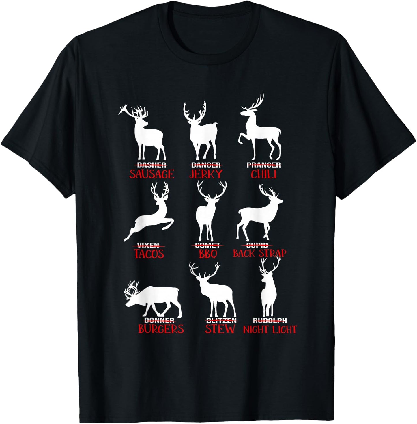 Christmas Deer Hunters All of Santa's Reindeer Xmas T-Shirt - T-Shirt | Black