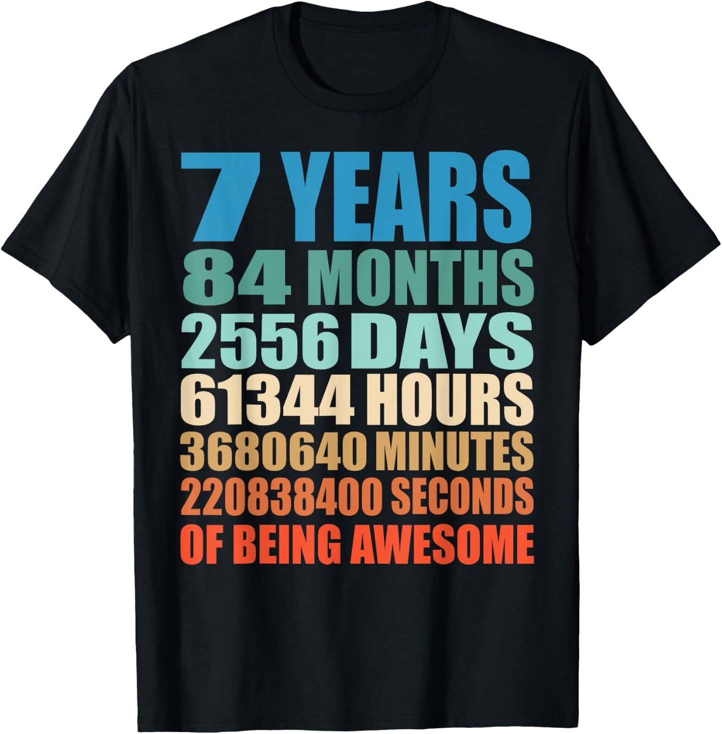 7 Years Old 7th Birthday Vintage Retro 84 Months T-Shirt - T-Shirt | Black