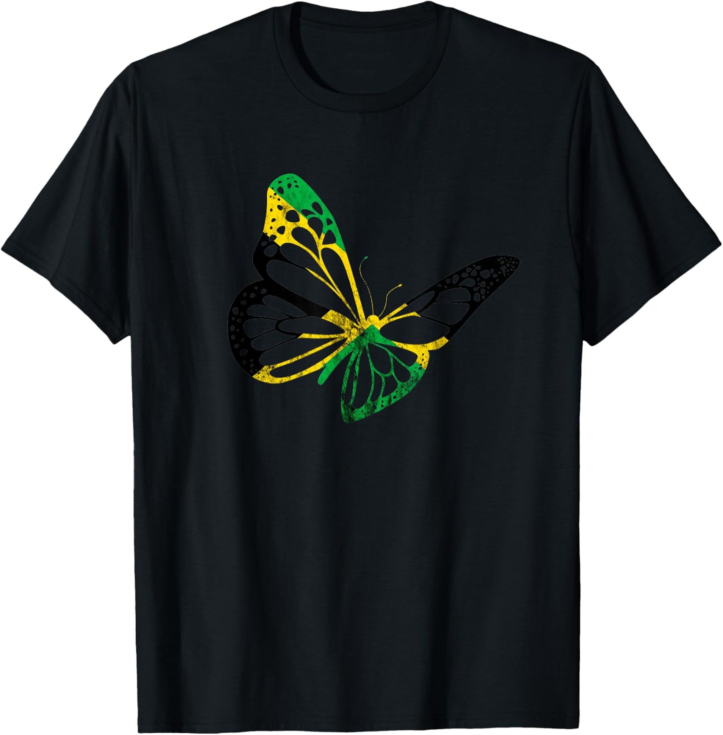 Jamaica Butterfly Jamaican Pride Roots Of Carribean T-Shirt - T-Shirt | Black