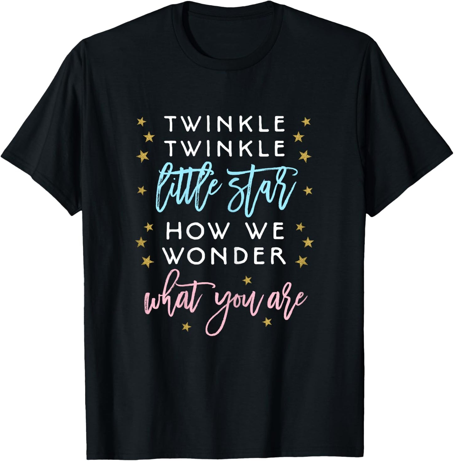 Twinkle Little Star Gender Reveal Shirt Baby Shower Gift T-Shirt - T-Shirt | Black