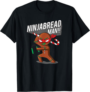 Funny Christmas Ninja Gingerbread Man T-Shirt - T-Shirt | Black
