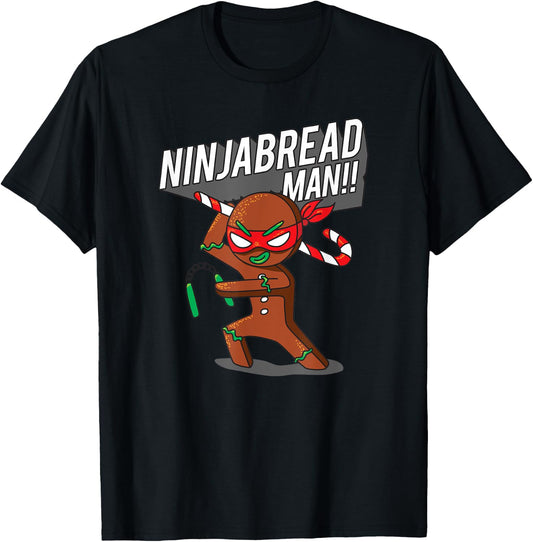 Funny Christmas Ninja Gingerbread Man T-Shirt - T-Shirt | Black