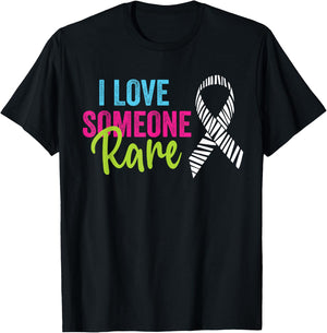 Rare Disease Awareness Zebra Ribbon, I Love Someone Rare T-Shirt - T-Shirt | Black