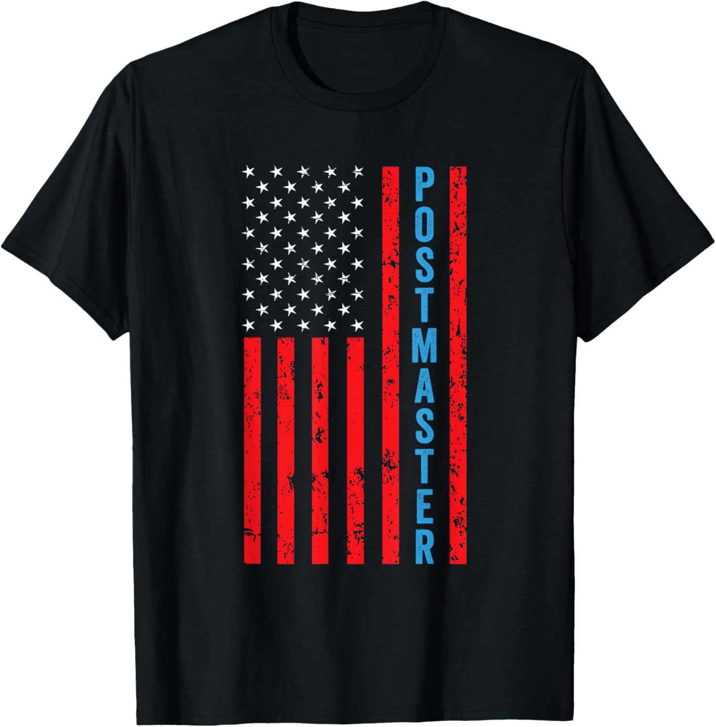 Postmaster - American Flag Postal Worker Patriotism T-Shirt - T-Shirt | Black