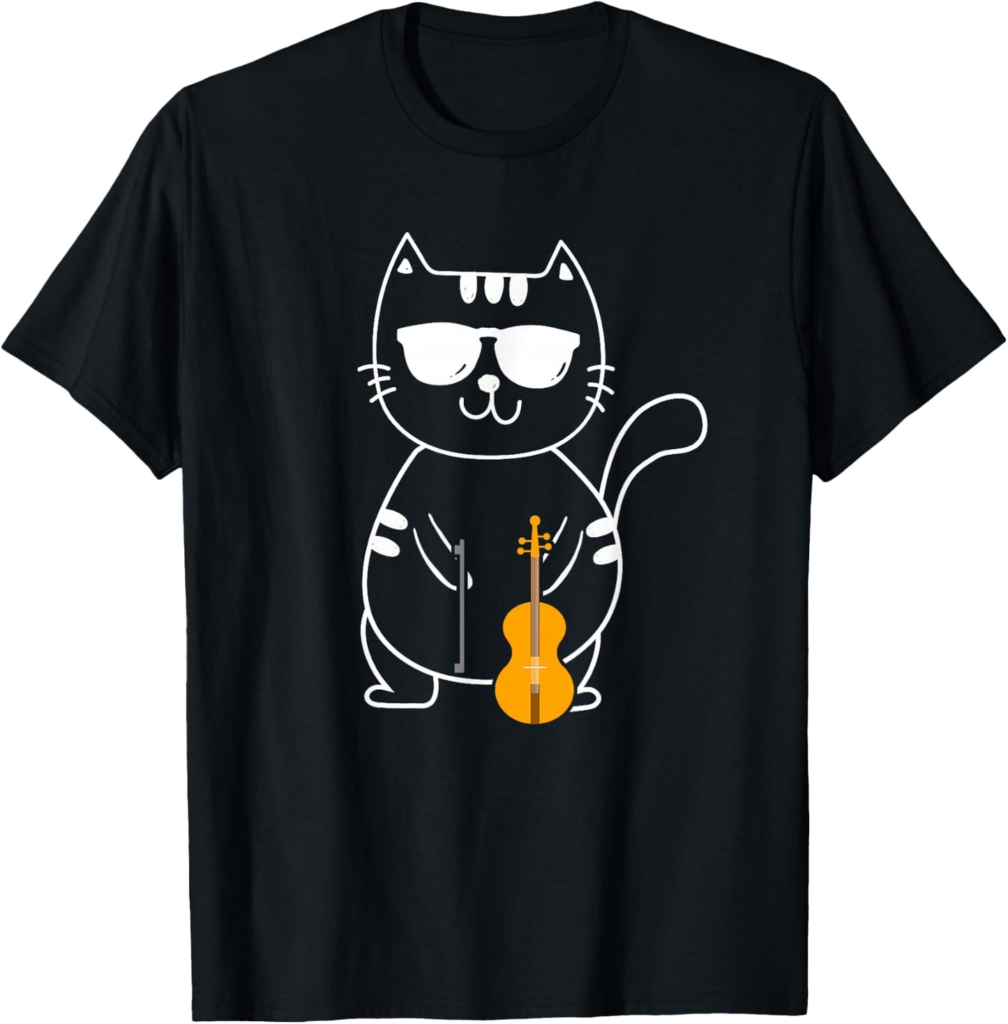 Violin Cat - Fiddle Player Orchestra Violinist Violoin T-Shirt - T-Shirt | Black