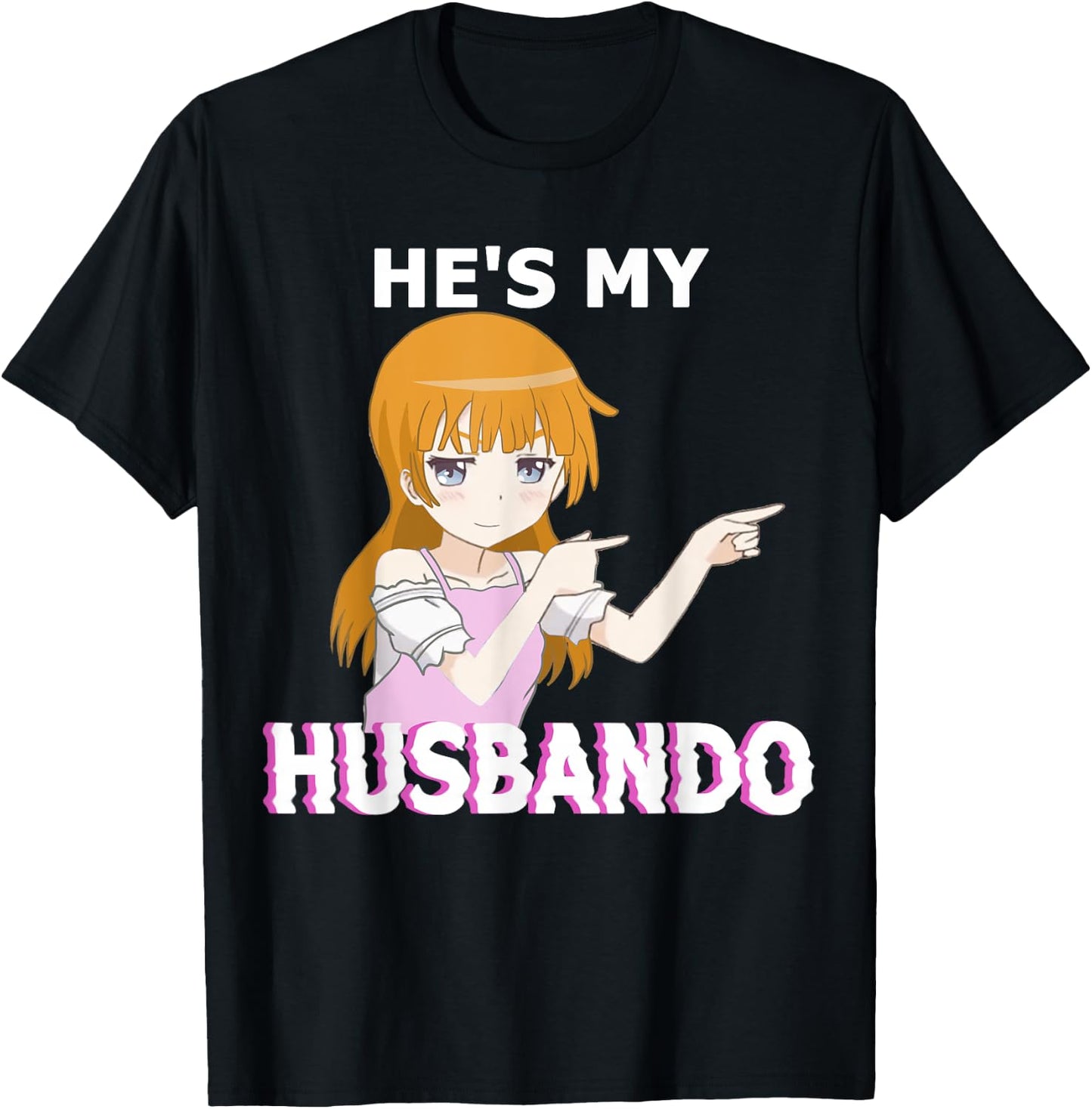 He's my Husbando She's my Waifu Anime Manga Couple Matching T-Shirt - T-Shirt | Black