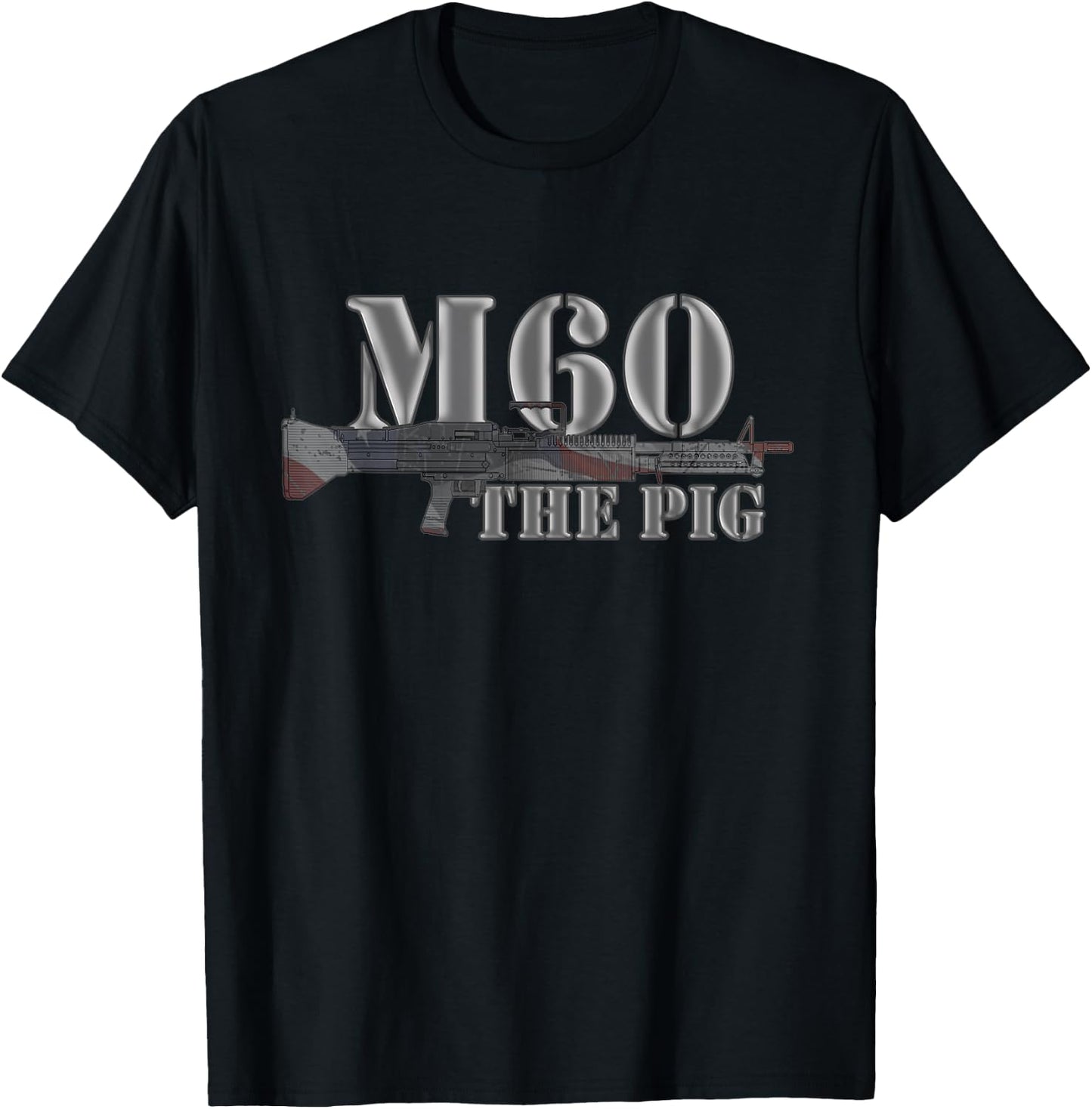 M60 Military Machine Gun American Flag Graphic Women Men T-Shirt - T-Shirt | Black