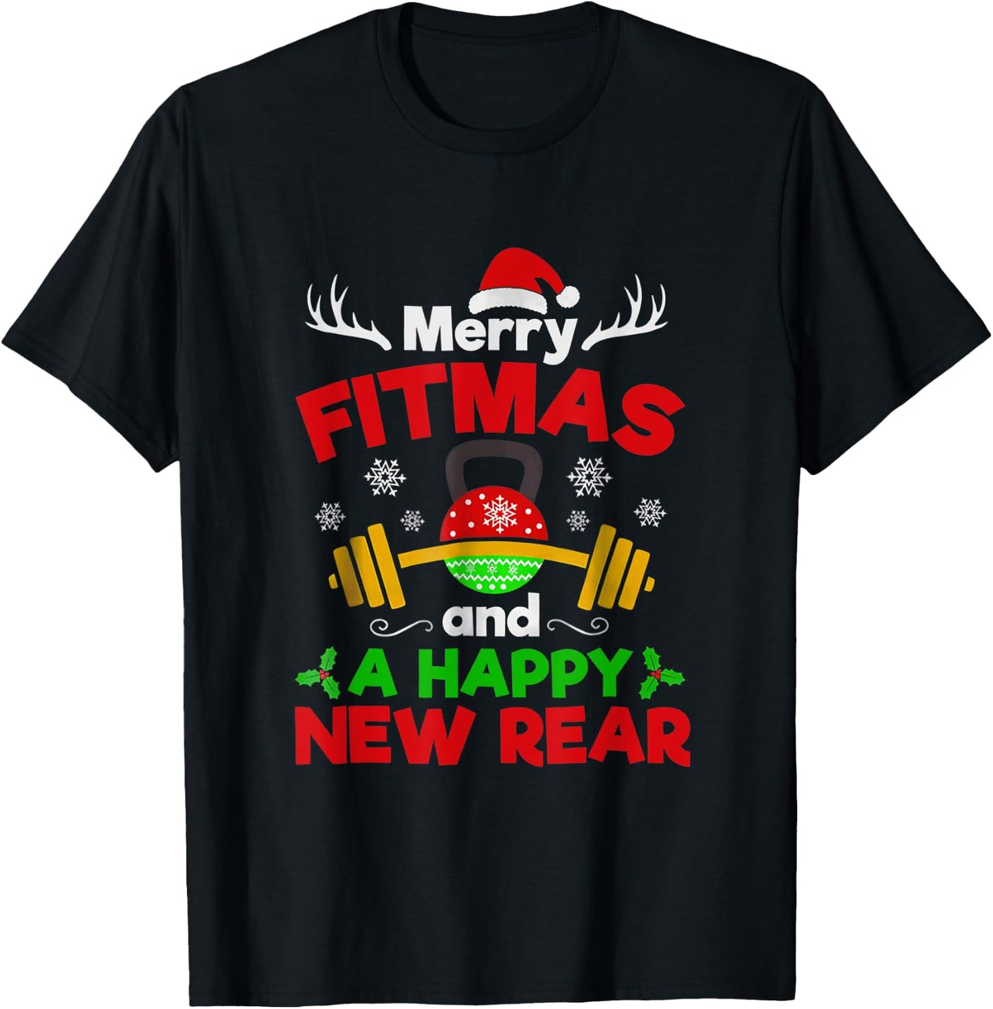 Merry Fitmas and a Happy New Year T-Shirt - T-Shirt | Black