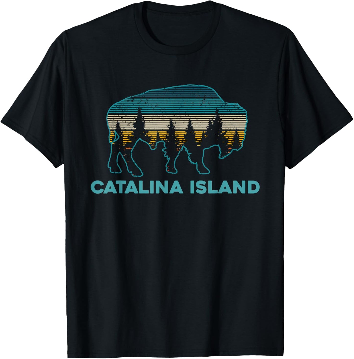 Catalina Island Bison Vintage Souvenir T-Shirt - T-Shirt | Black