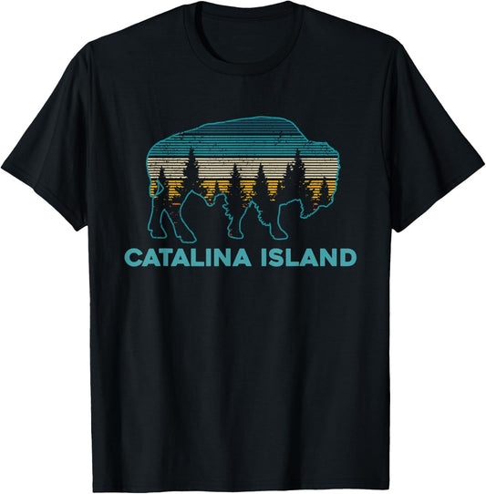 Catalina Island Bison Vintage Souvenir T-Shirt - T-Shirt | Black