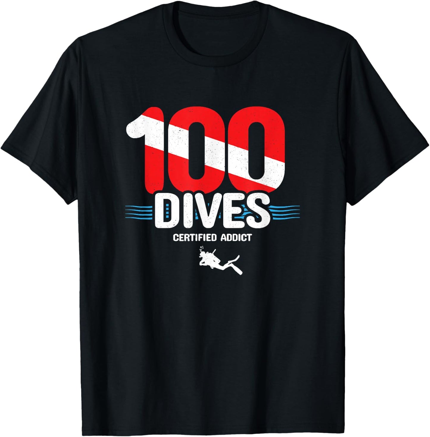 100th Dive Gift - Diver Down Flag - Scuba Diving T-Shirt - T-Shirt | Black