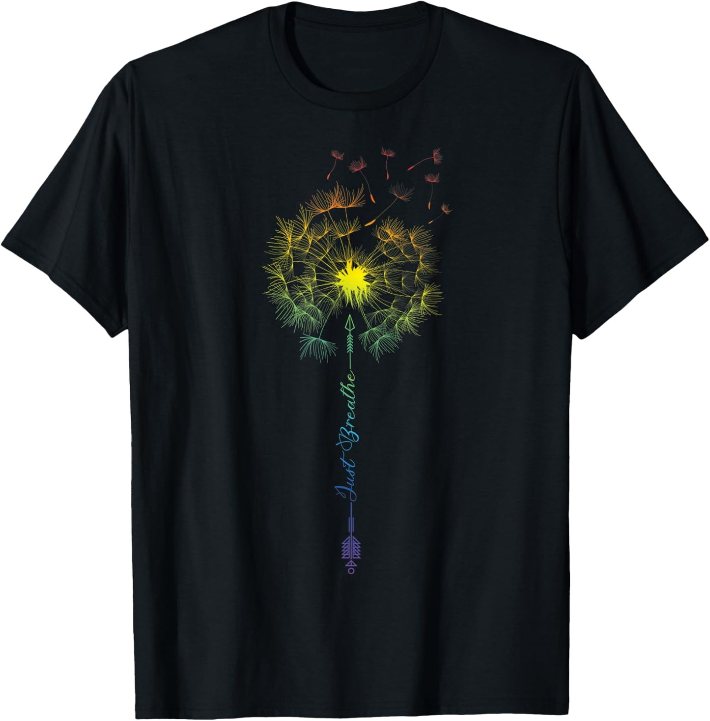 Cute Just Dandelion Tattoodesign Arrows Breathe Rainbow Blow Men Women T-Shirt - T-Shirt | Black