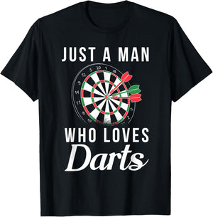 Just a Man who loves Darts Pub Dart Player T-Shirt - T-Shirt | Black