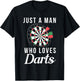Just a Man who loves Darts Pub Dart Player T-Shirt - T-Shirt | Black
