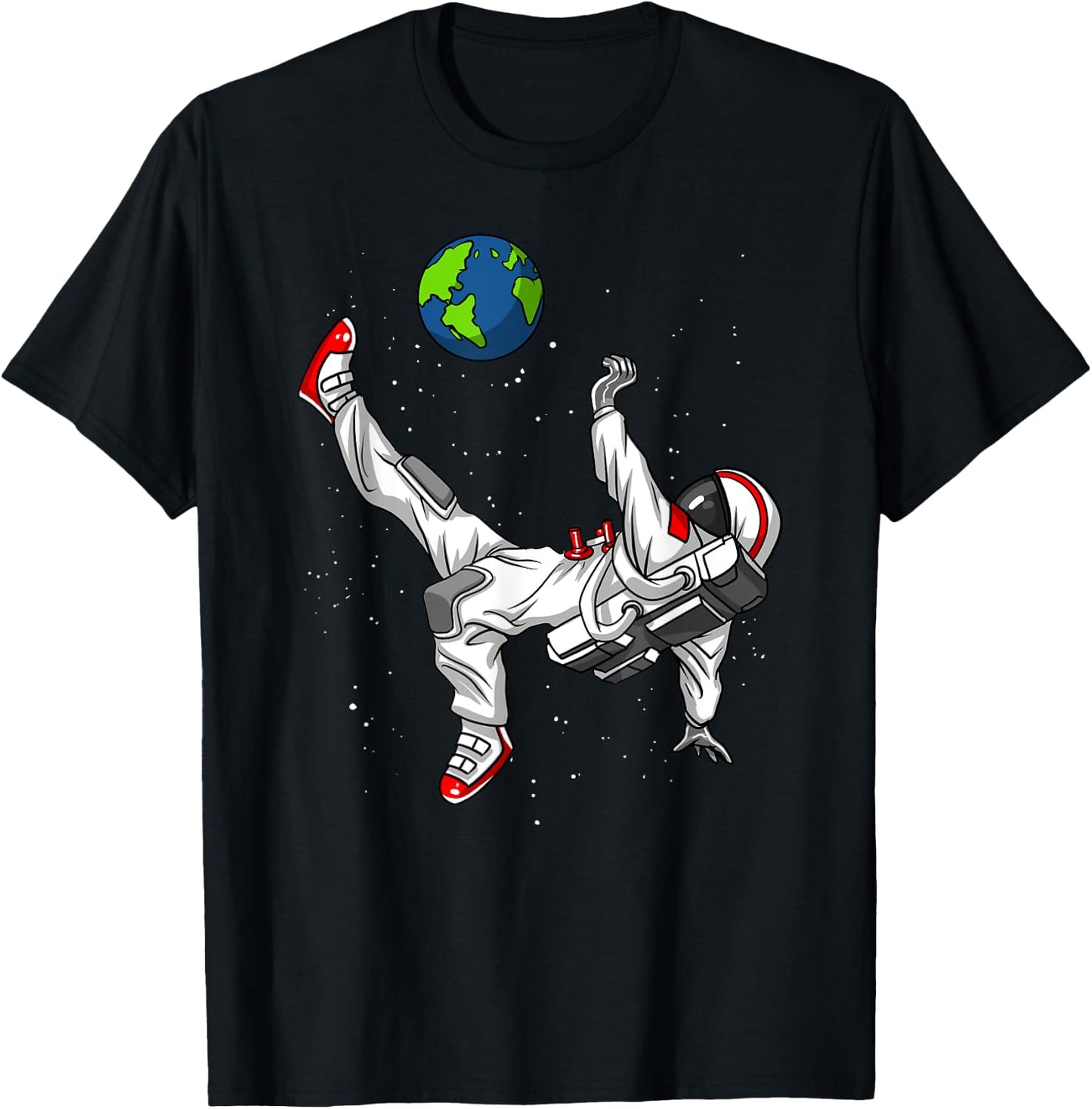 Space Astronaut Soccer Player Planet Earth Boys Men Kids T-Shirt - T-Shirt | Black