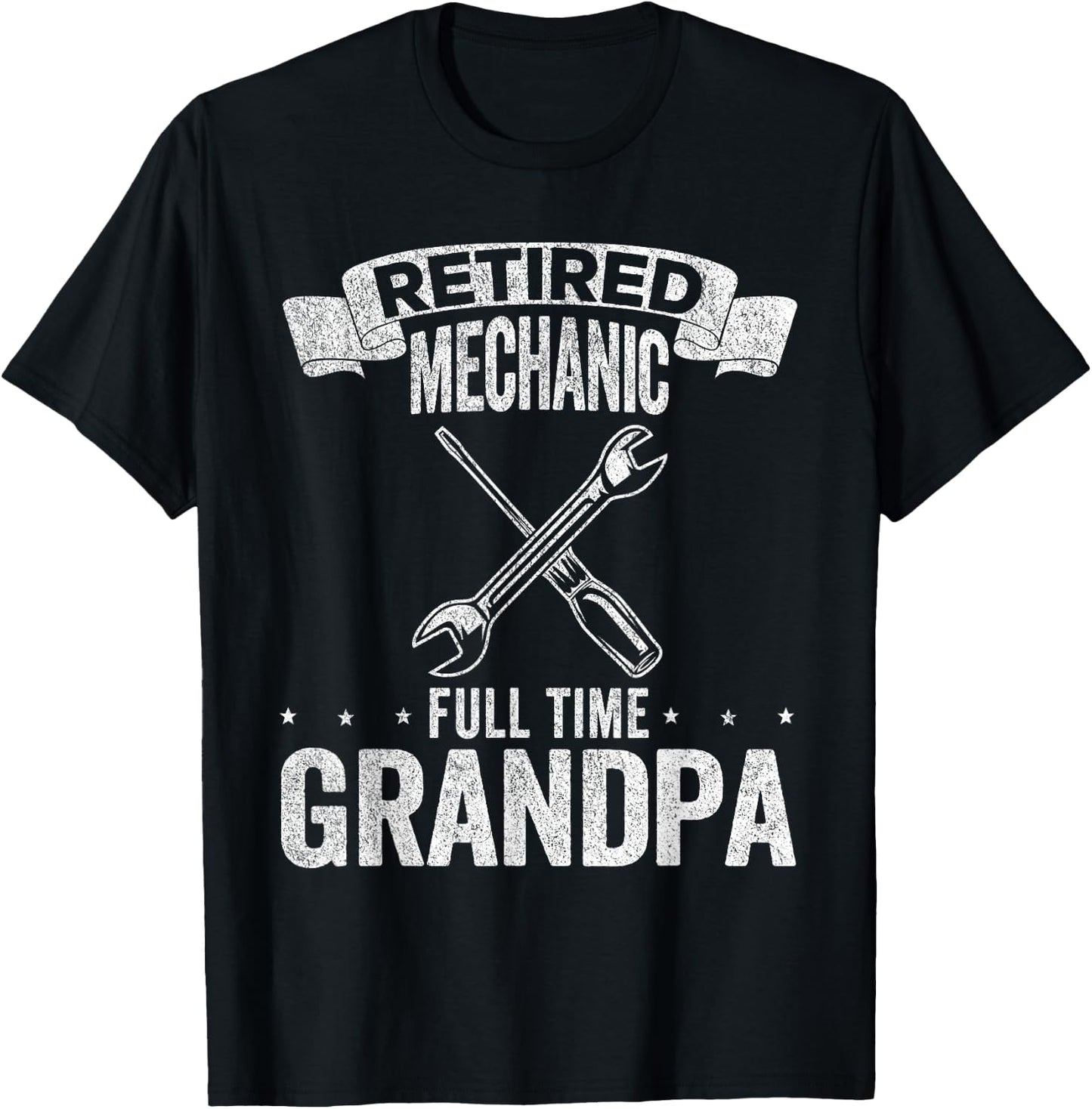 Retired Mechanic Full Time Grandpa Funny Mechanic T-Shirt - T-Shirt | Black