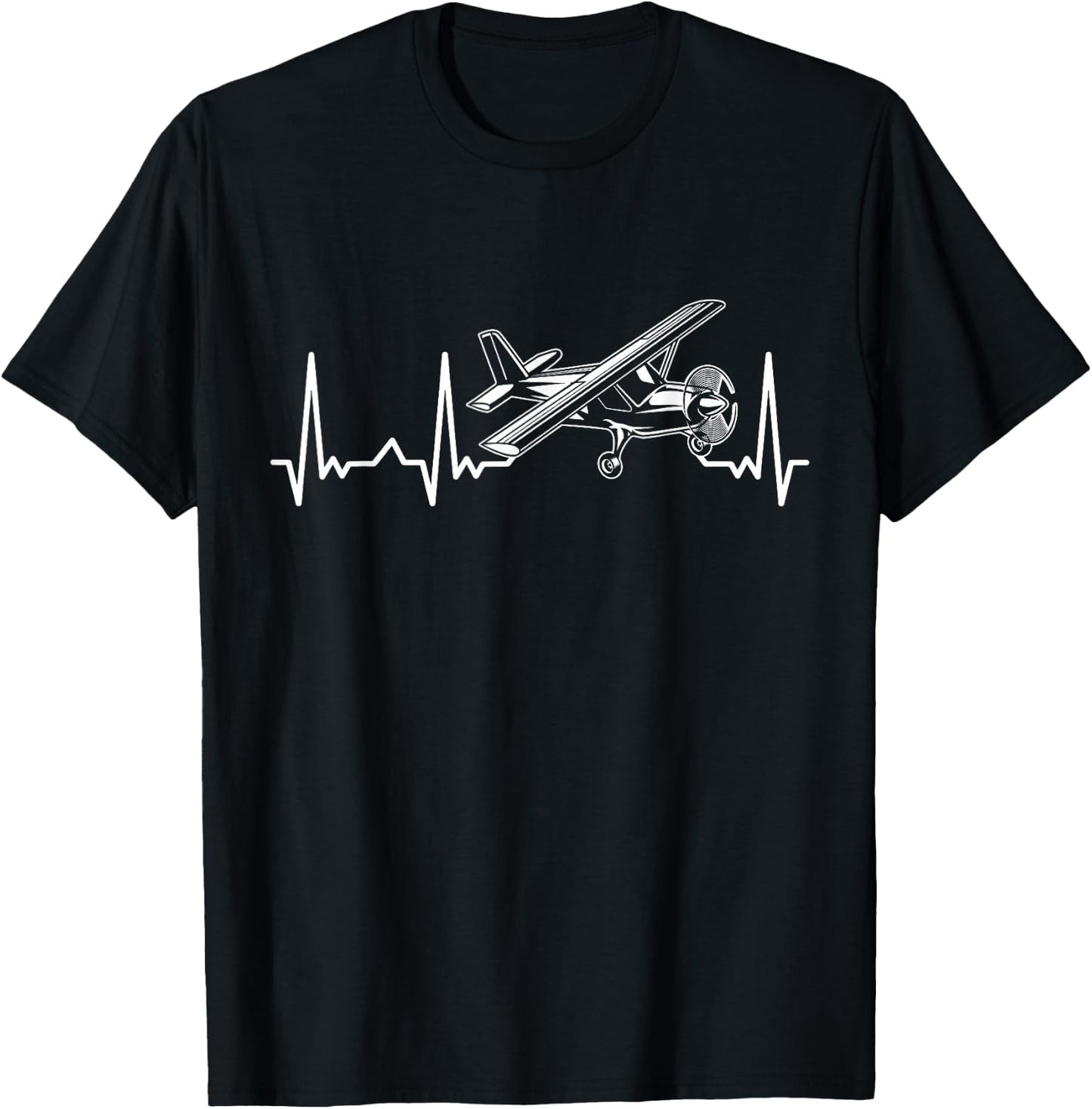 Aviation Heartbeat Gift Pilot T-Shirt - T-Shirt | Black