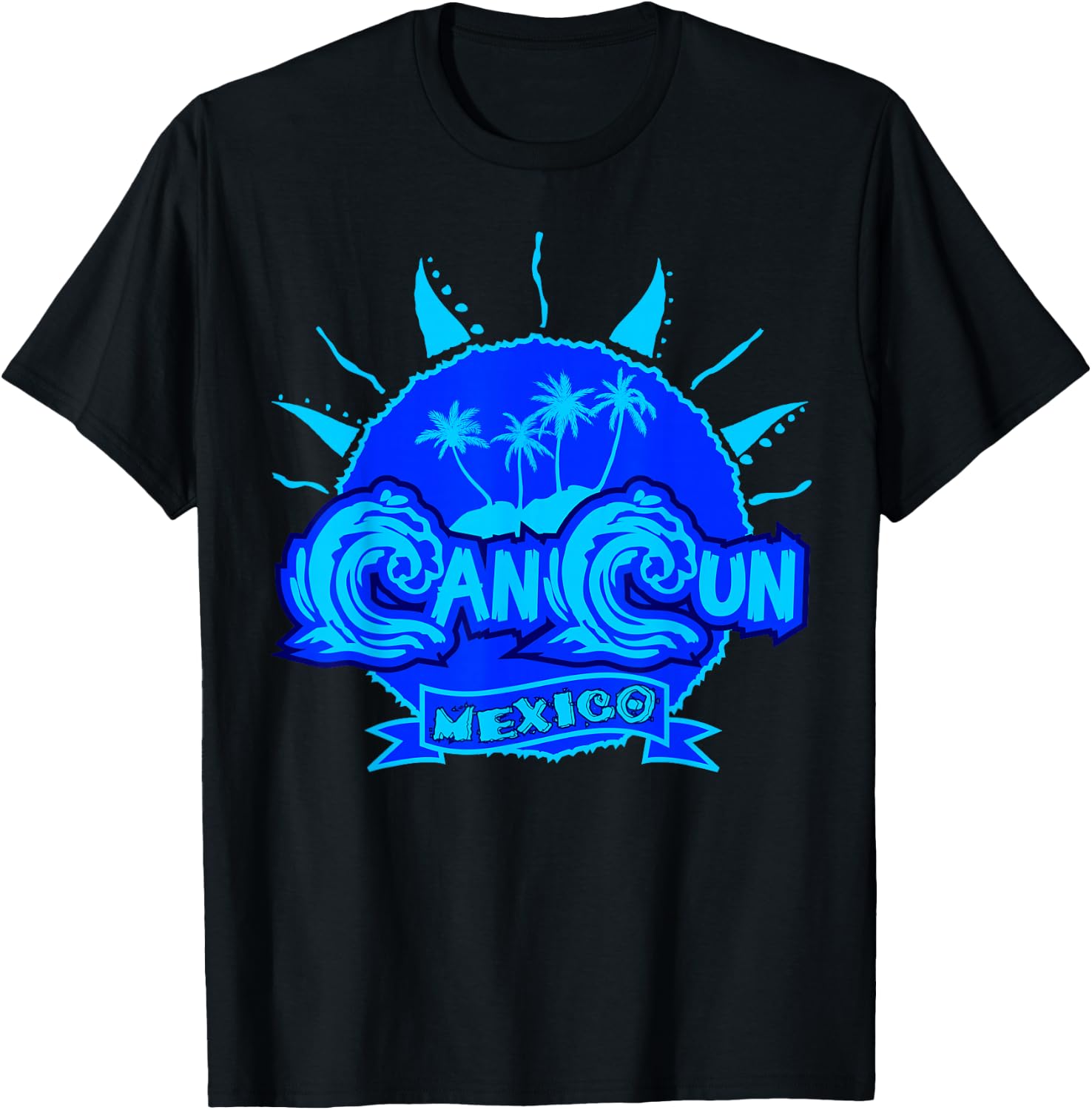 Cancun Mexico Beach Palm Tree Party Destination Gift T-Shirt - T-Shirt | Black