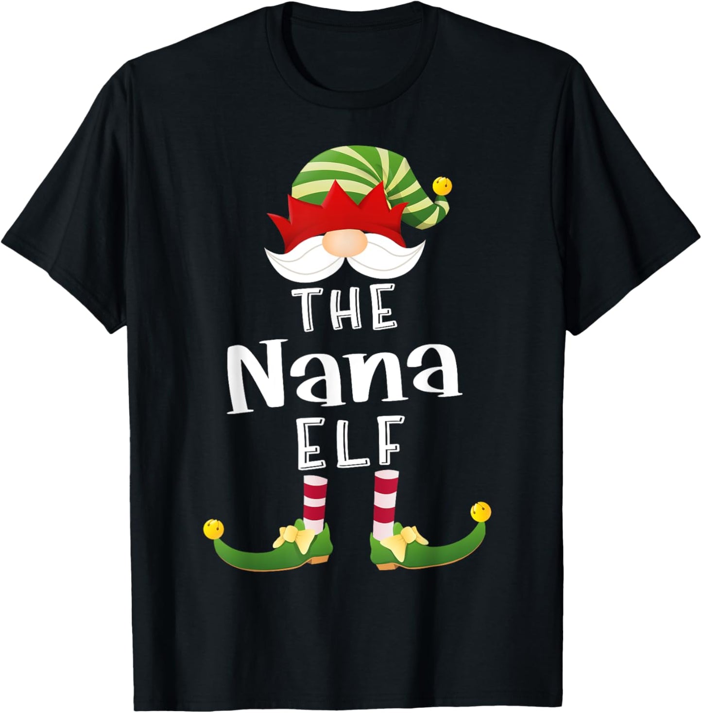 Nana Elf Group Christmas Funny Pajama Party T-Shirt - T-Shirt | Black