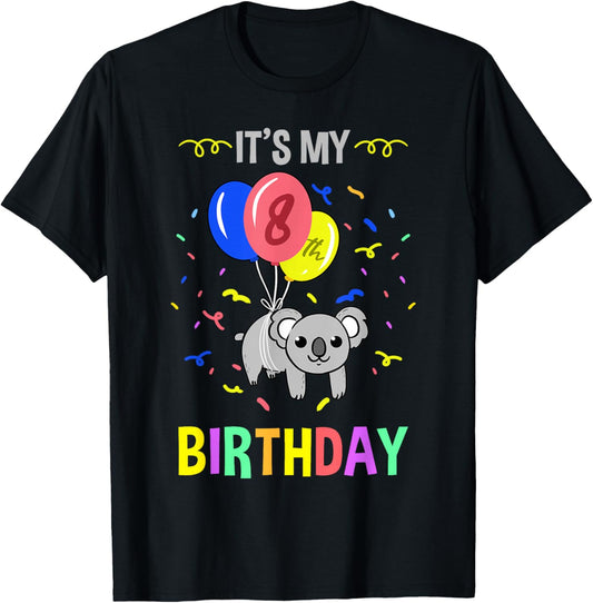 Its My 8th Birthday Koala T-Shirt - T-Shirt | Black