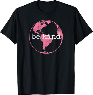 Vintage Be Kind Pink Earth Day T-Shirt - T-Shirt | Black