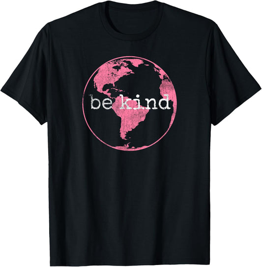 Vintage Be Kind Pink Earth Day T-Shirt - T-Shirt | Black