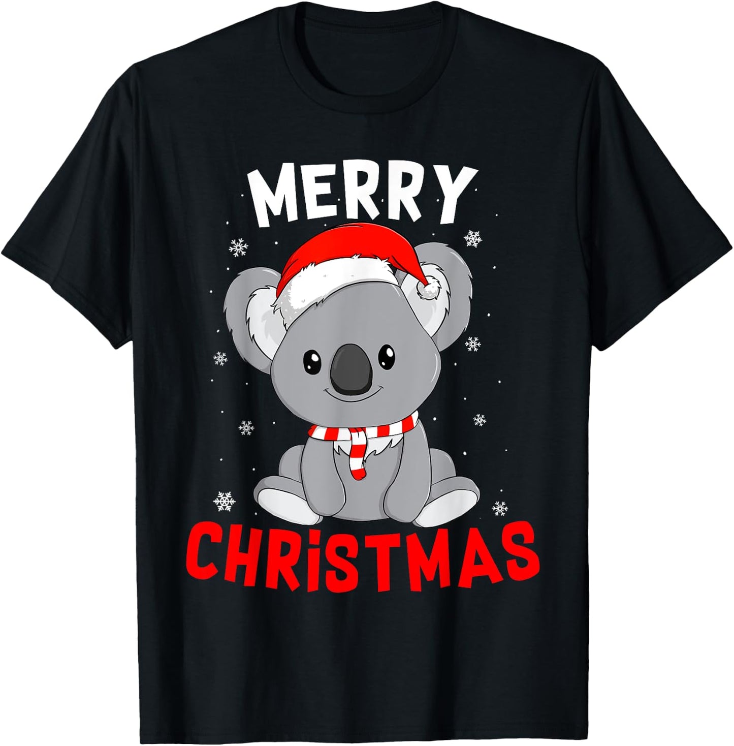 Cute Koala Santa Hat Merry Christmas xmas Gift Women Kids 2 T-Shirt - T-Shirt | Black