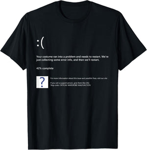 Blue Screen of Death BSOD Quick Funny Lazy Group Costume T-Shirt - T-Shirt | Black