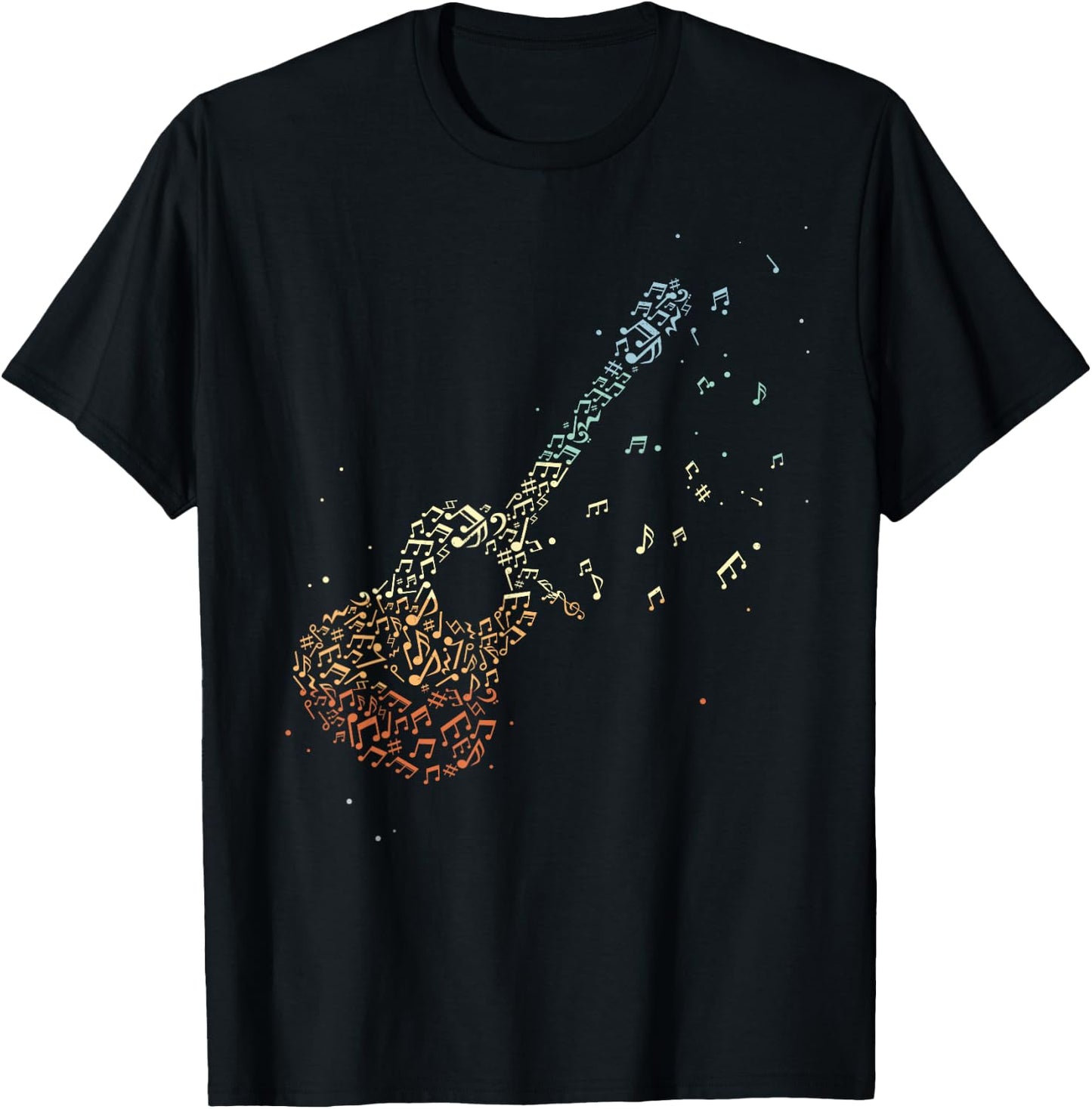 Guitar Gifts Men Music Notes Guitarist Musician Music Lover Small T-Shirt - T-Shirt | Black