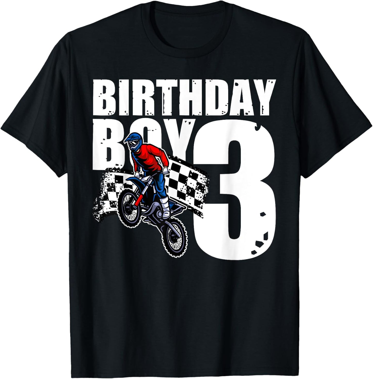 3 Years Old Birthday Boy Family Matching Motorcycle Biker T-Shirt - T-Shirt | Black
