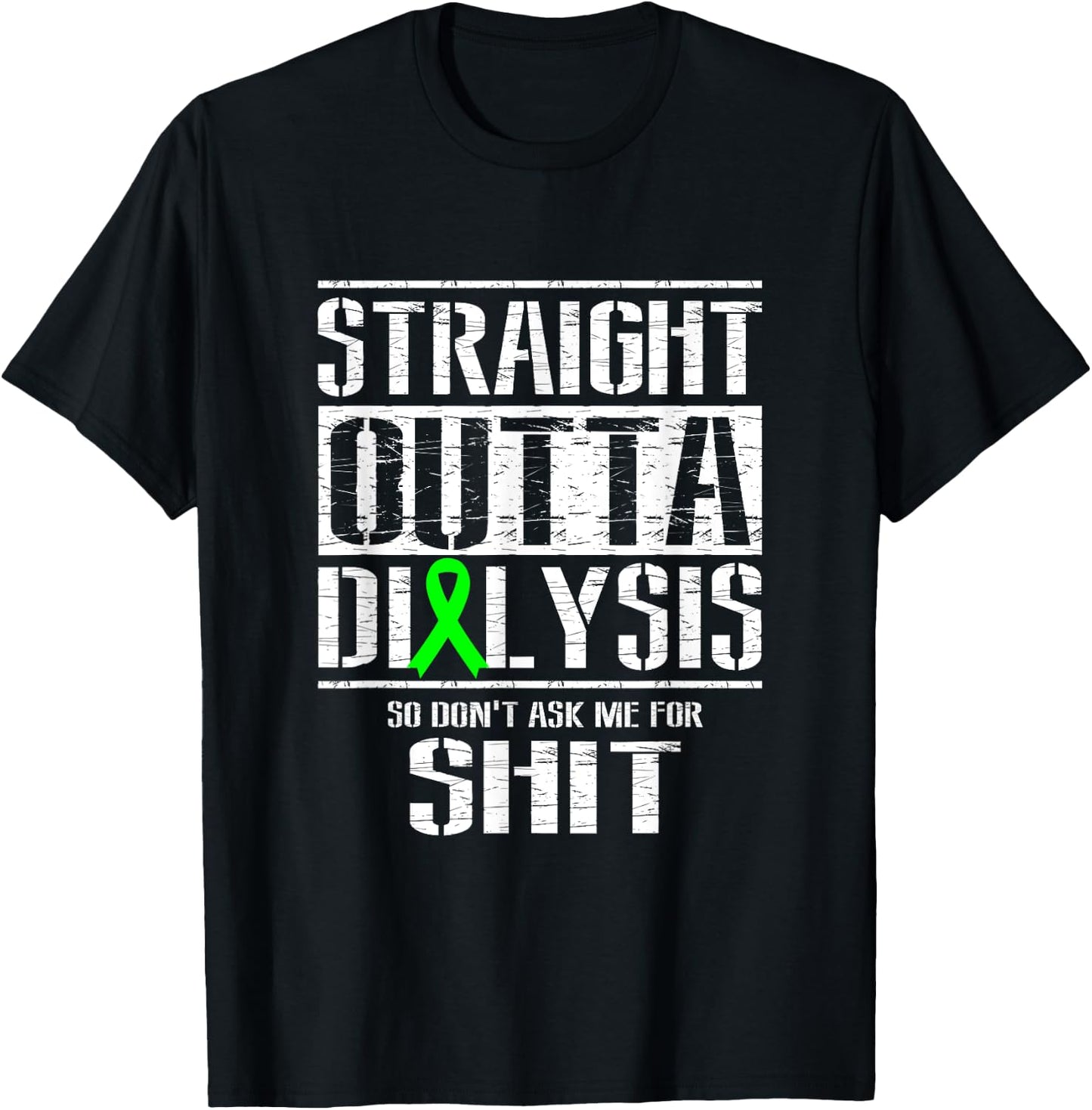 Nierenerkrankung Verhalten Straight Outta Dialysis - Men's Black Cotton 60% Polyester 40% Classic Fit Short Sleeve - Small T-Shirt - T-Shirt | Black