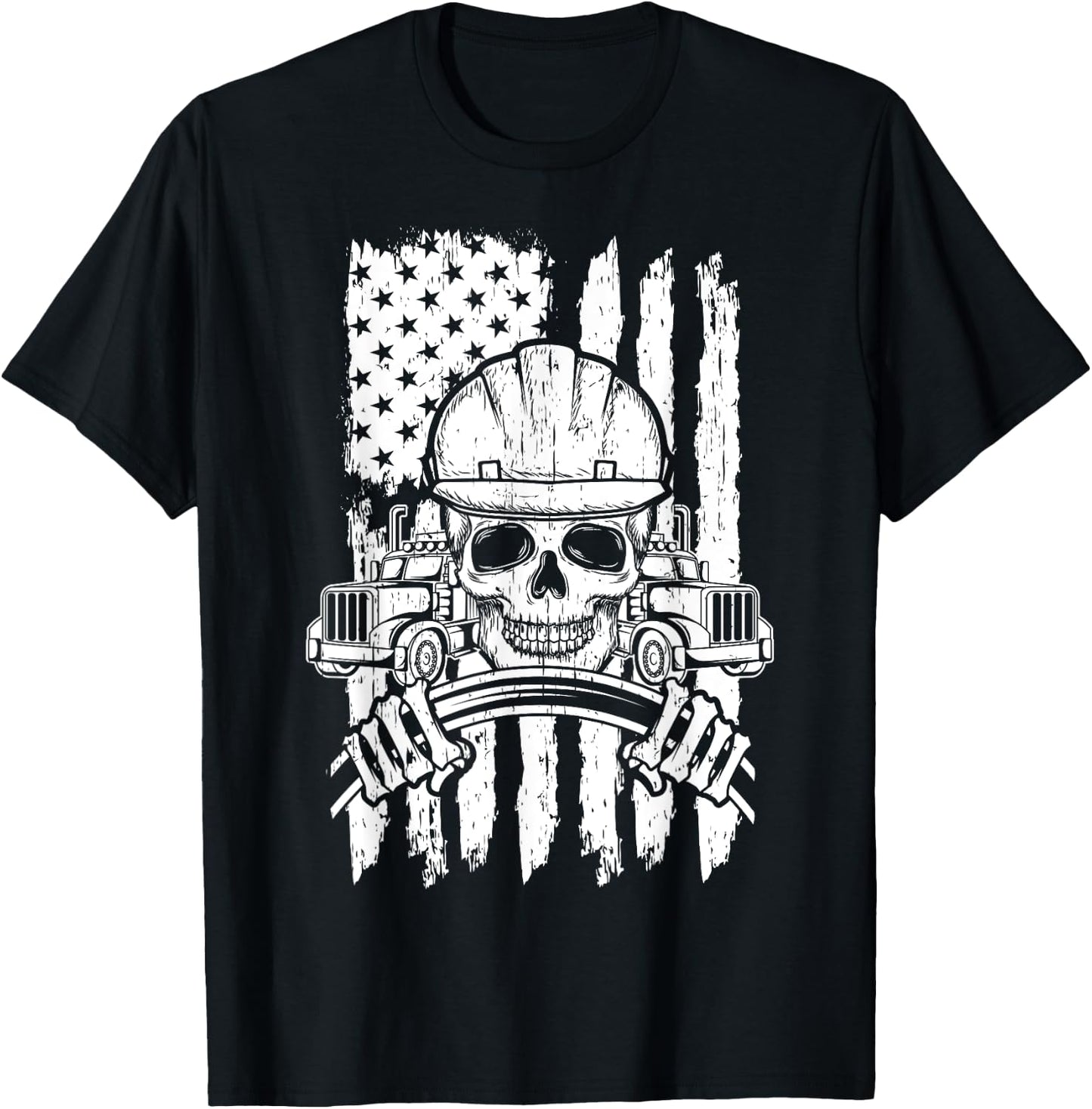Truck Driver Patriotic Trucker Independence Day Teamster Women Kids Men T-Shirt - T-Shirt | Black