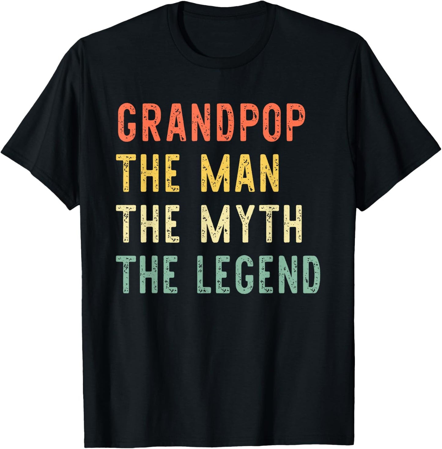 Grandpop The Man The Myth The Legend Retro Vintage T-Shirt - T-Shirt | Black