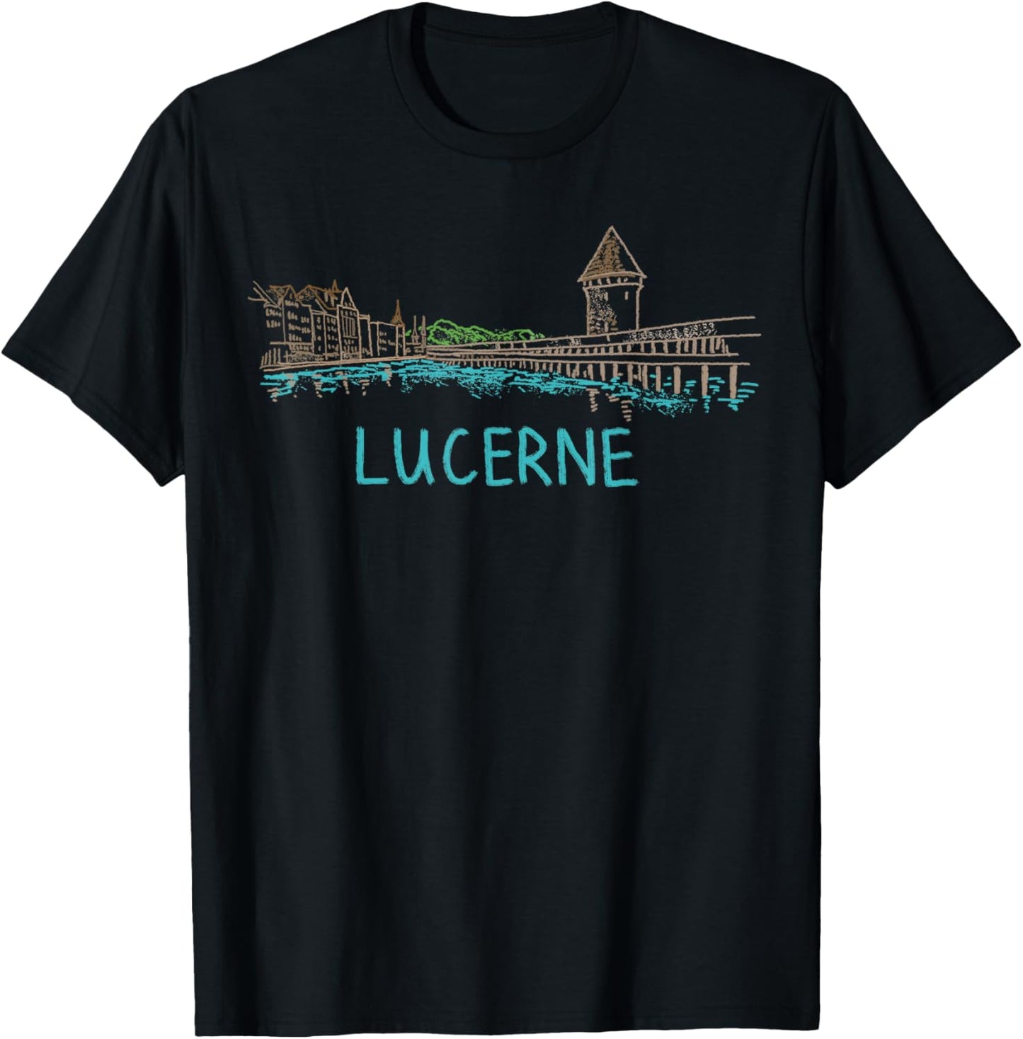 Lucerne Switzerland Art Gift Men Women T-Shirt - T-Shirt | Black