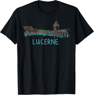 Lucerne Switzerland Art Gift Men Women T-Shirt - T-Shirt | Black