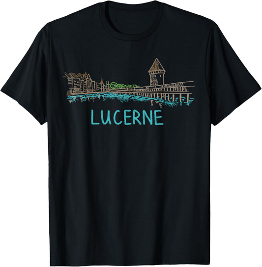 Lucerne Switzerland Art Gift Men Women T-Shirt - T-Shirt | Black