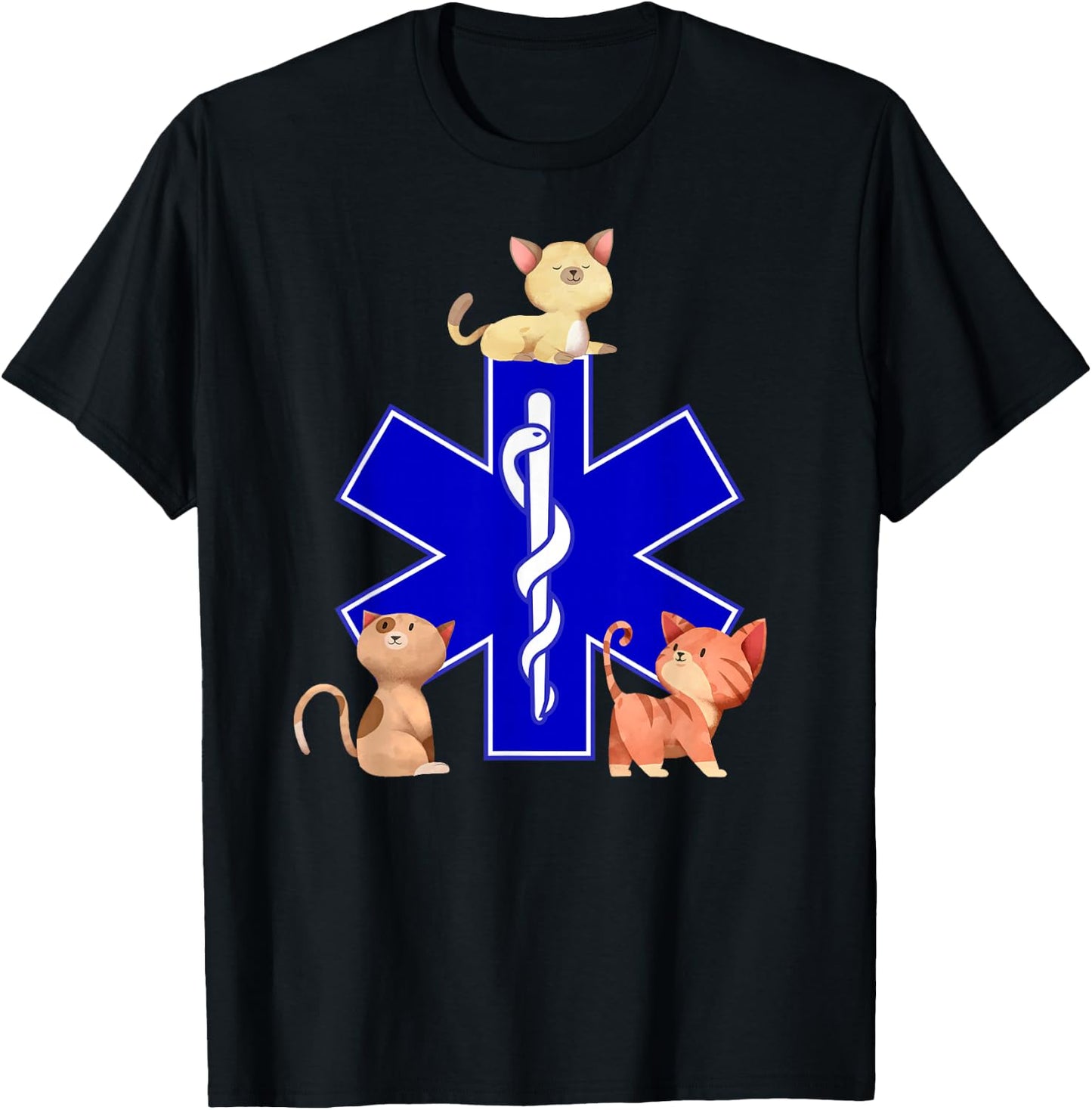 EMS Cat Lover Cute Cats EMT Cat Mom EMS Star of Life Gift T-Shirt - T-Shirt | Black