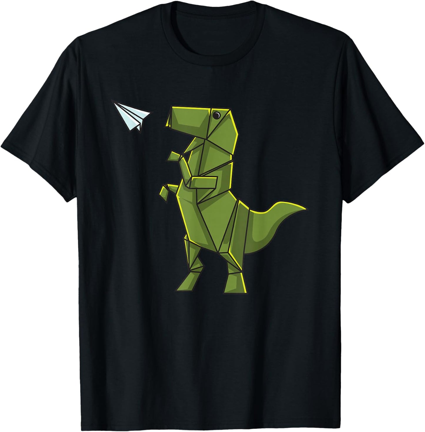 Origami Dinosaur Shirt - Origami T-Rex Flying Paper Airplane T-Shirt - T-Shirt | Black