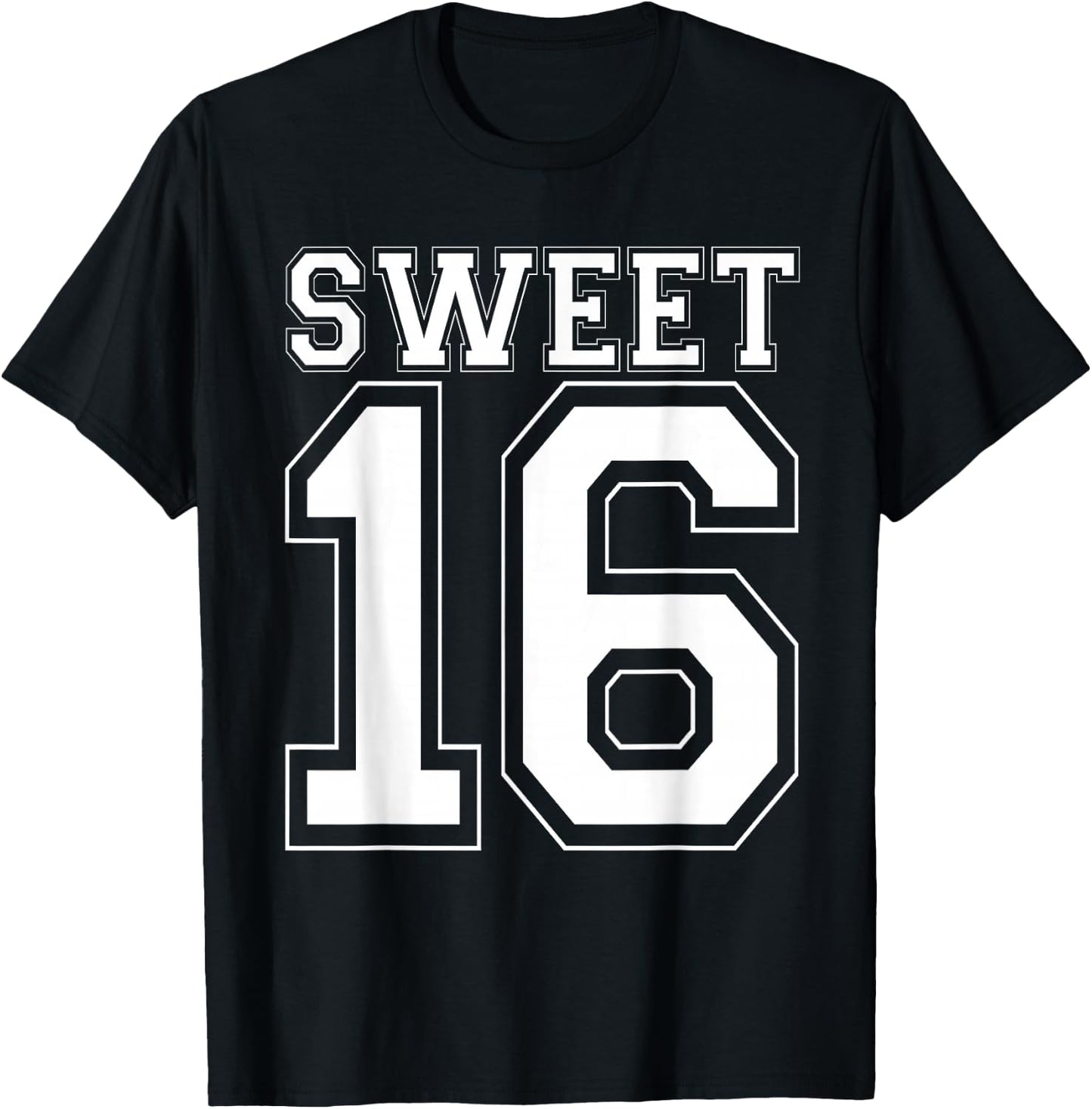 16th Birthday Gift Teen Sweet Sixteen 16 Varsity T-Shirt - T-Shirt | Black