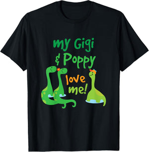 Kids Gigi and Poppy Love Me Grandson Dinosaur T-Shirt - T-Shirt | Black