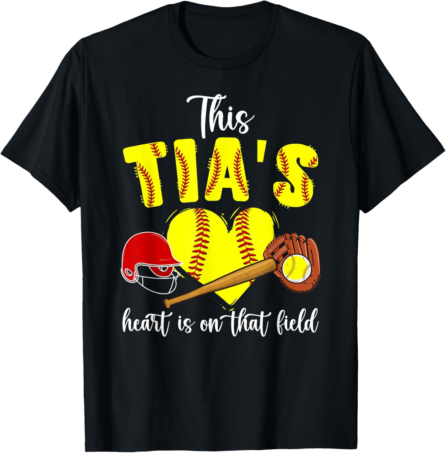 On That Field Softball Tia Of A Softball Player Tia T-Shirt - T-Shirt | Black