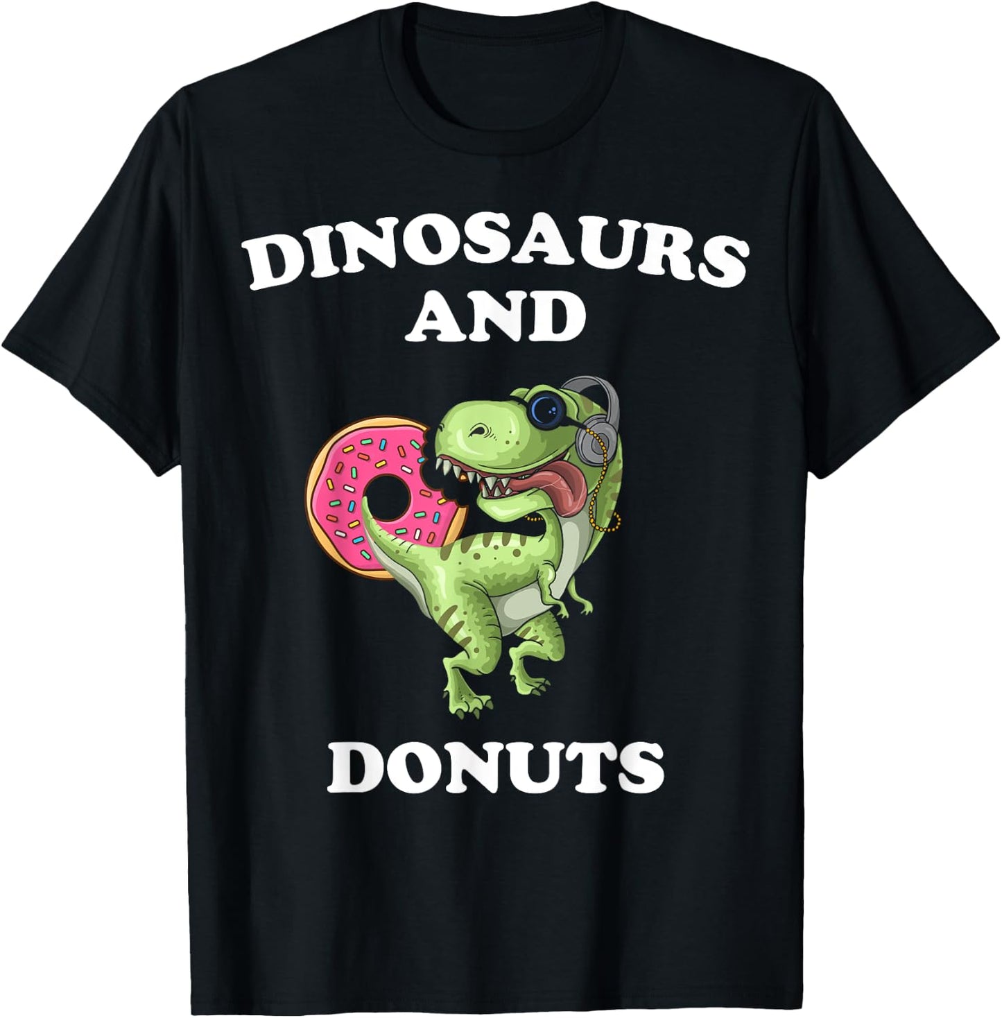 Dinosaur Donut Lover Cute Funny Dinosaurs and Donut Theme T-Shirt - T-Shirt | Black